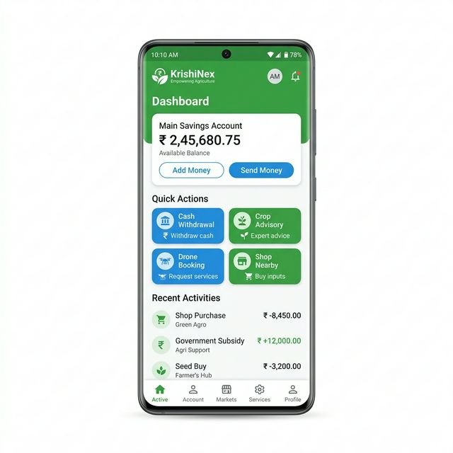 KrishiNex Mobile App Mockup